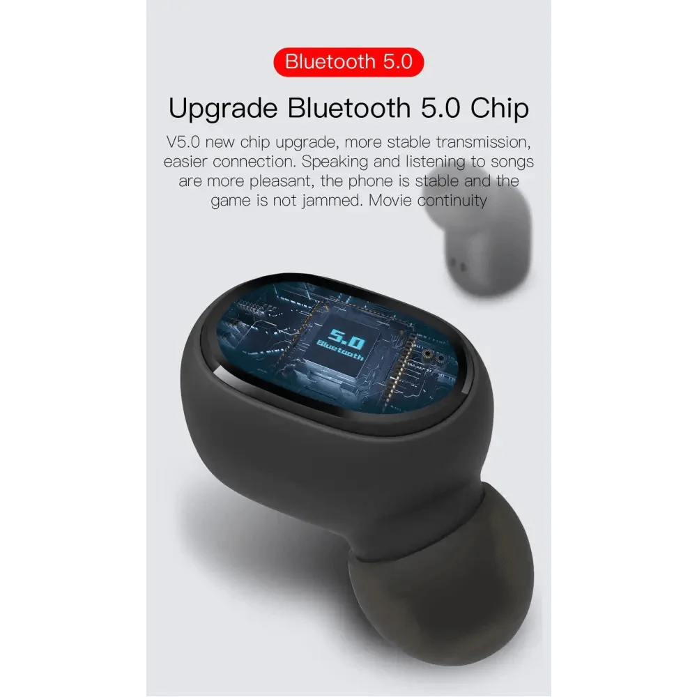 Bluetooth Wireless Ear Buds with 5.0 LED Display Button For Workouts And Running