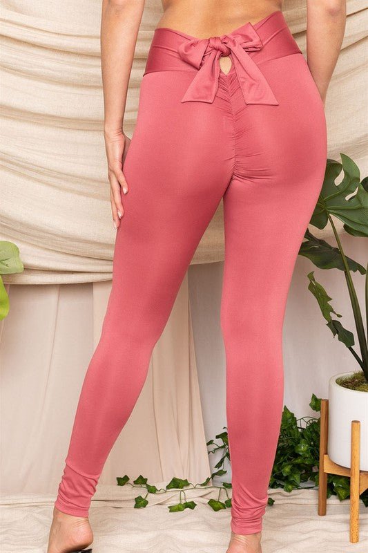 Women's Bow High Waist Back Tie Sport Leggings