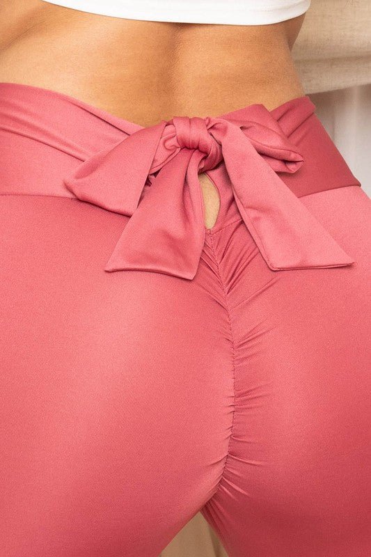 Women's Bow High Waist Back Tie Sport Leggings