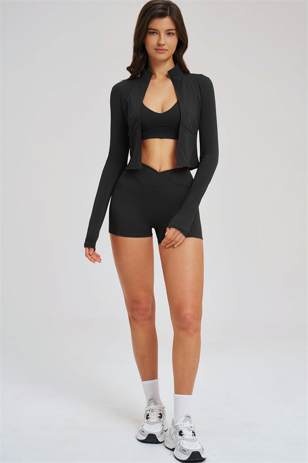 Women's The Sizzle Zip Jacket Sports Bra Shorts 3-Piece Set