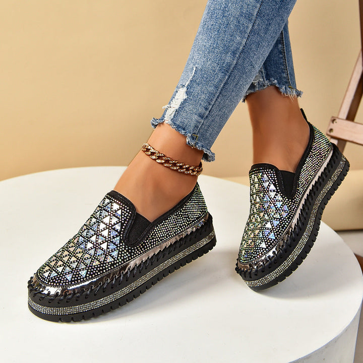 Women’s Casual Blingy Thick-Sole Pedal Flat Sneakers