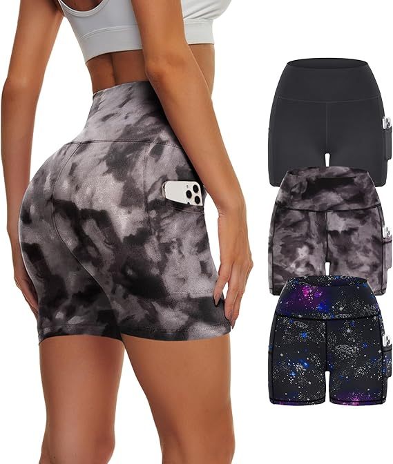 Women's High Waisted Yoga Leggings 3 Pack – Tie-Dye Starry Sky Workout Pants