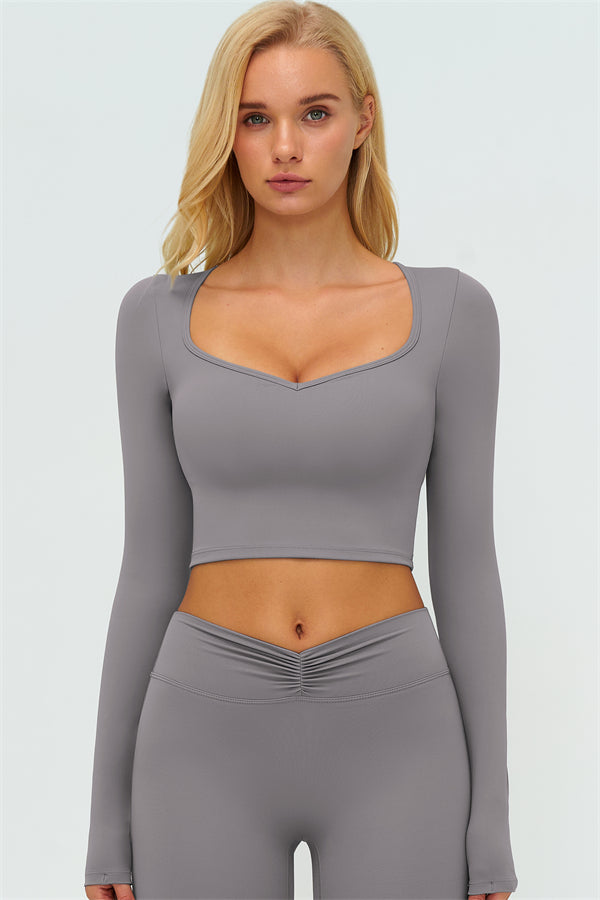 Women's The Lushness Long Sleeve Crop Top Shorts 2-Piece Set