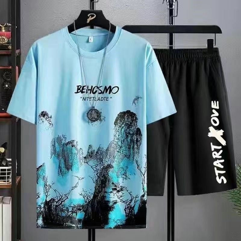 Men's Summer Sports And Leisure Short-Sleeved Shirt/Shorts Suit
