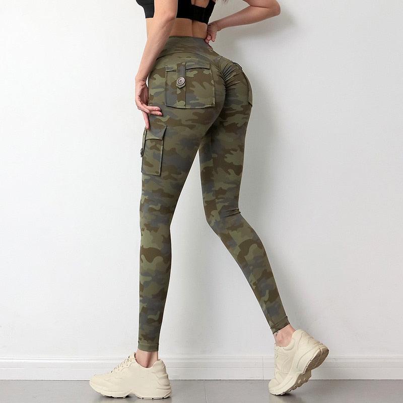 Women's Camouflage Slim Fit Yoga Pants With Pockets