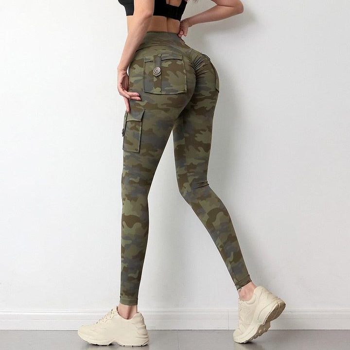 Women's Camouflage Slim Fit Yoga Pants With Pockets