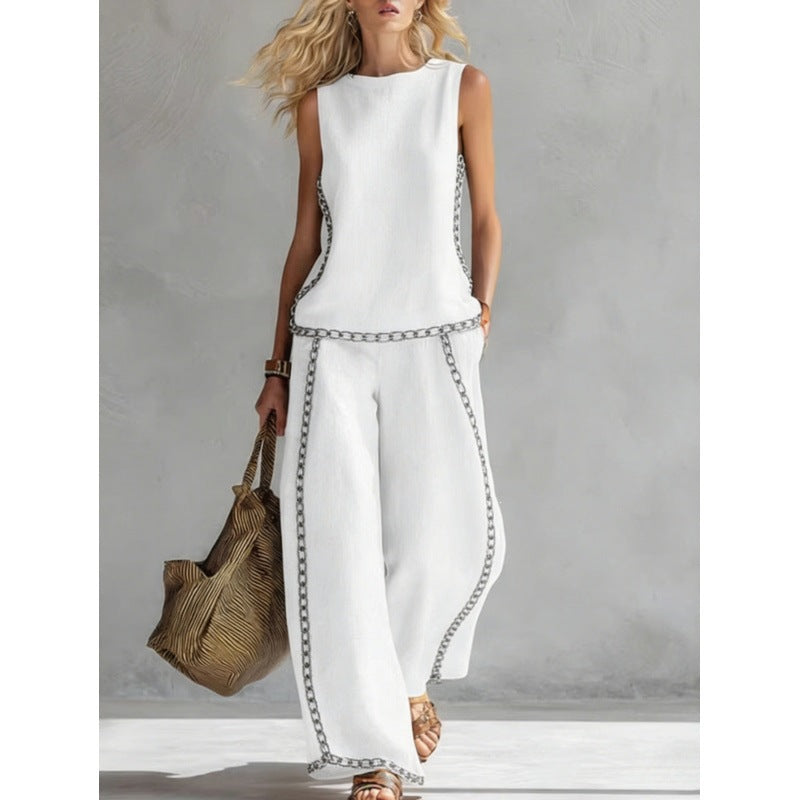 Women's Printed Retro Sleeveless Top & Wide-Leg Pants Set | 12 Prints S–5XL