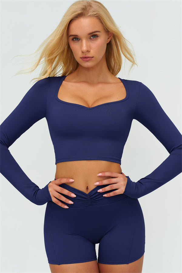 Women's The Lushness Long Sleeve Crop Top Shorts 2-Piece Set