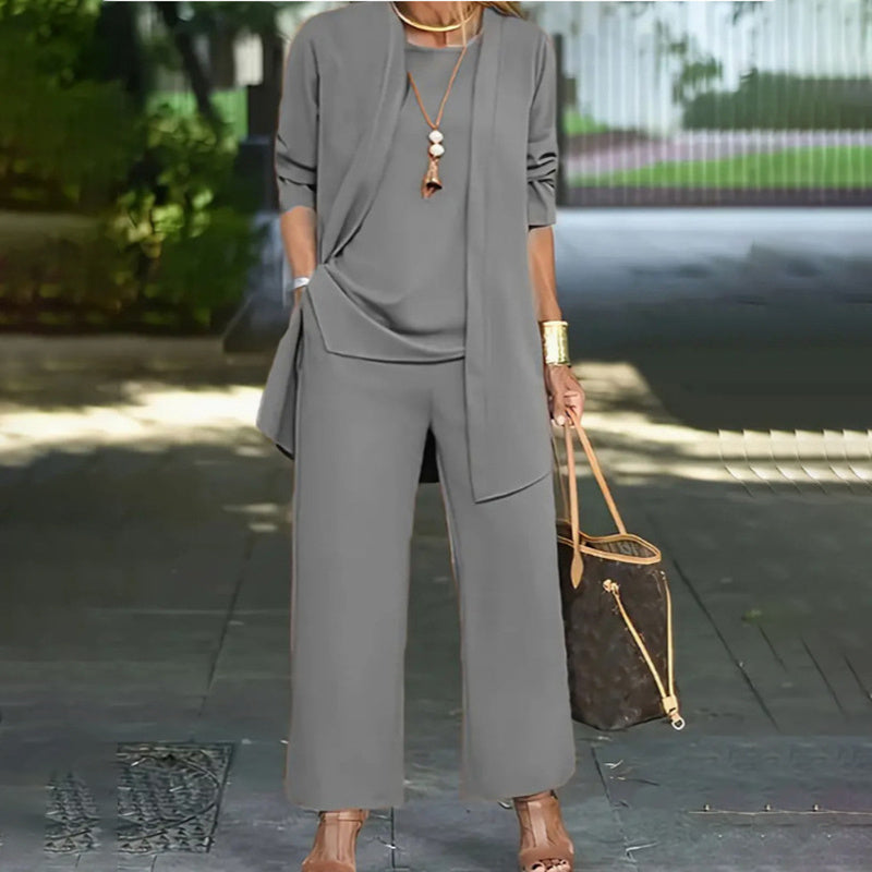 Women's Plus Size Casual Open Front Cardigan 3-Piece Set