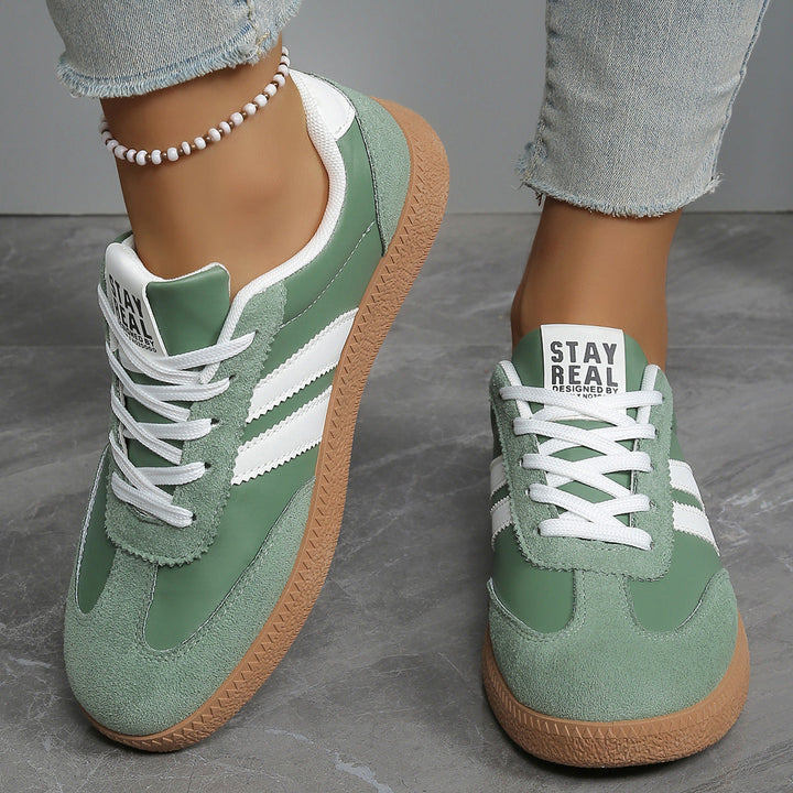 Women's Casual White/Green Sneakers - Breathable Lightweight
