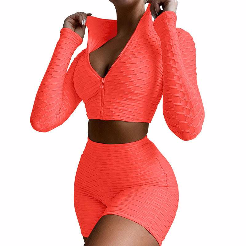 Women's Long Sleeve Yoga Fitness Tummy Control Tracksuit