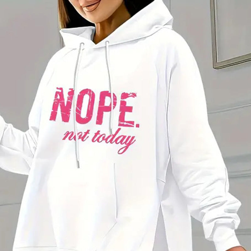 Women's Casual 2-Piece Set Solid Color Leggings & Letter Print Hooded Sweatshirt