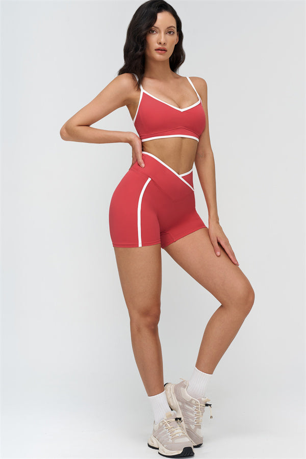 Women's "The Crave" Contrast Sports Bra Shorts 2-Piece Set