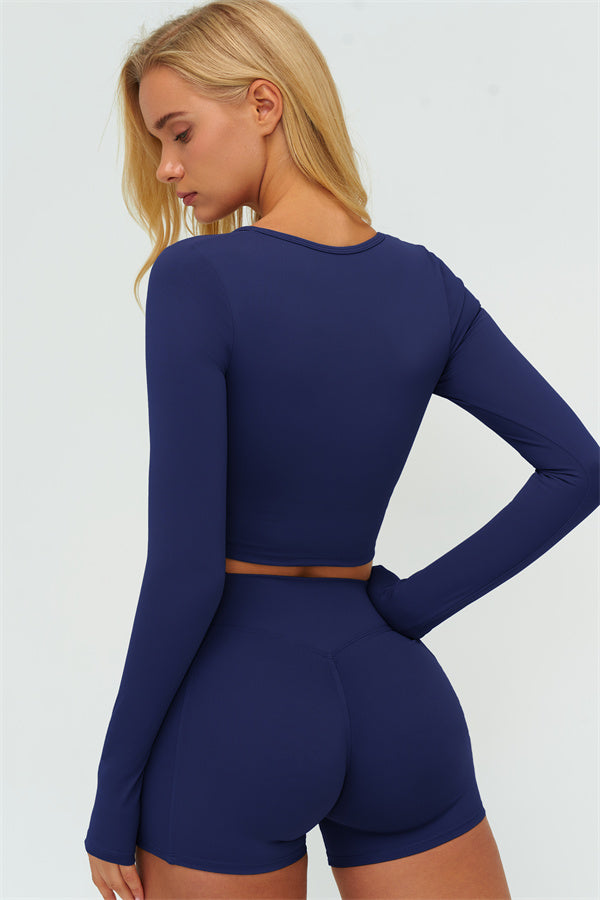 Women's The Lushness Long Sleeve Crop Top Shorts 2-Piece Set