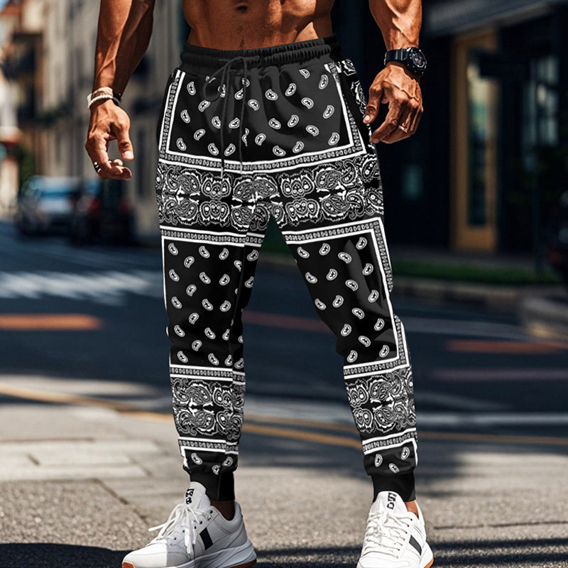 Men's 3D Printing Bandana Fashion Track Pants