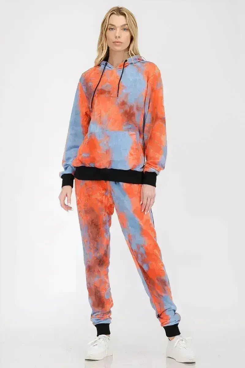 Women's Cotton Tie Dye Lounge Wear Sweat Set