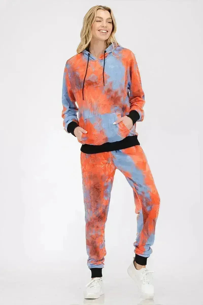 Women's Cotton Tie Dye Lounge Wear Sweat Set