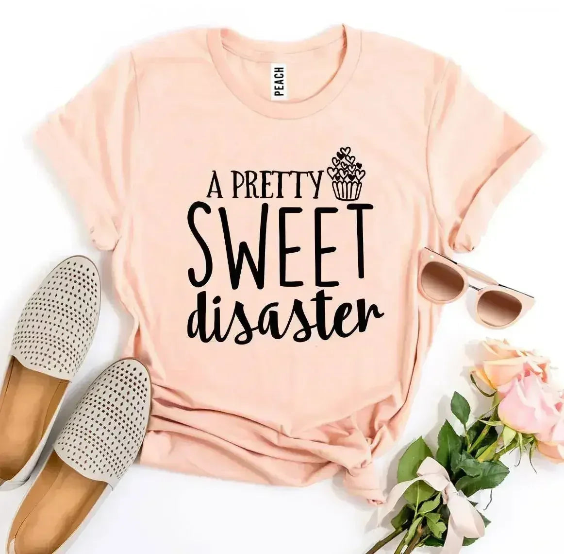 Women's-A Pretty Sweet Disaster Printed T-shirt | Premium Cotton | Bella Canvas