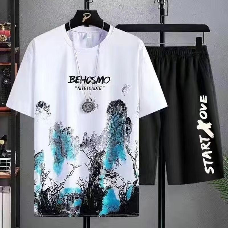 Men's Summer Sports And Leisure Short-Sleeved Shirt/Shorts Suit
