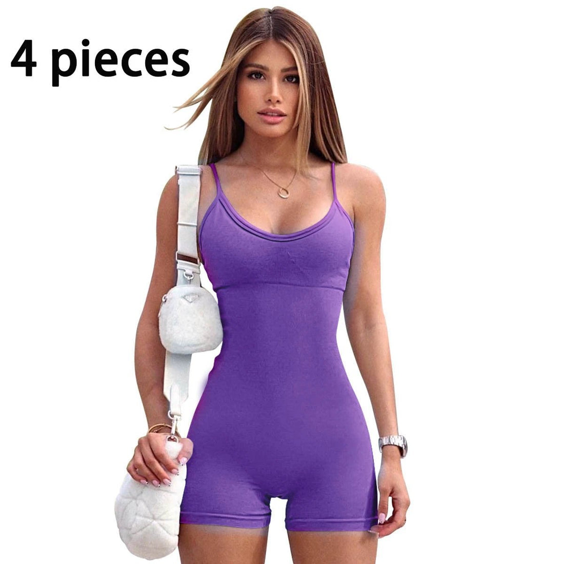 Women's Spaghetti Strap Shorts Yoga Workout Jumpsuit