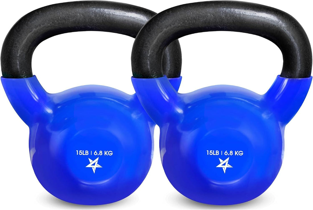 Kettlebell, 5-100 LB Vinyl Coated Cast Iron Strength Training Kettlebells for Home Fitness Equipment