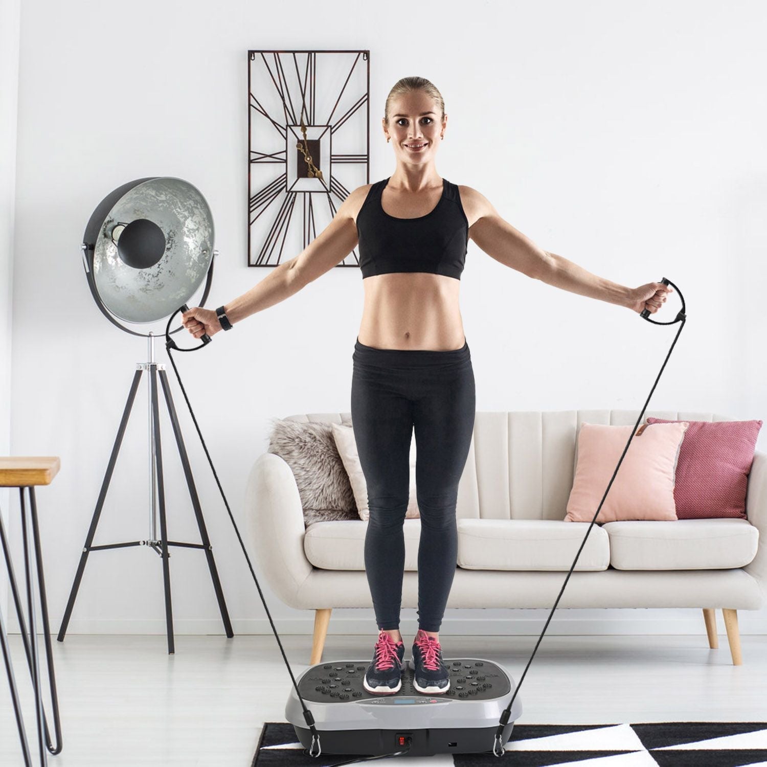 Vibration Platform Exercise Machine With Resistant Bands Workout Equipment