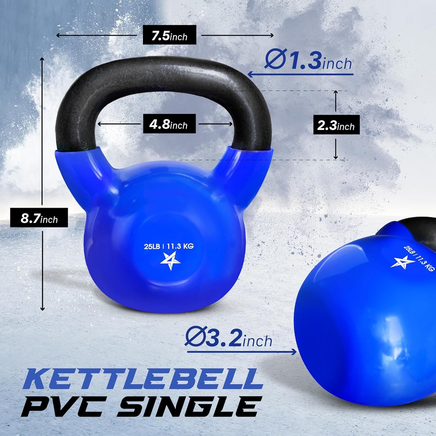 Kettlebell, 5-100 LB Vinyl Coated Cast Iron Strength Training Kettlebells for Home Fitness Equipment