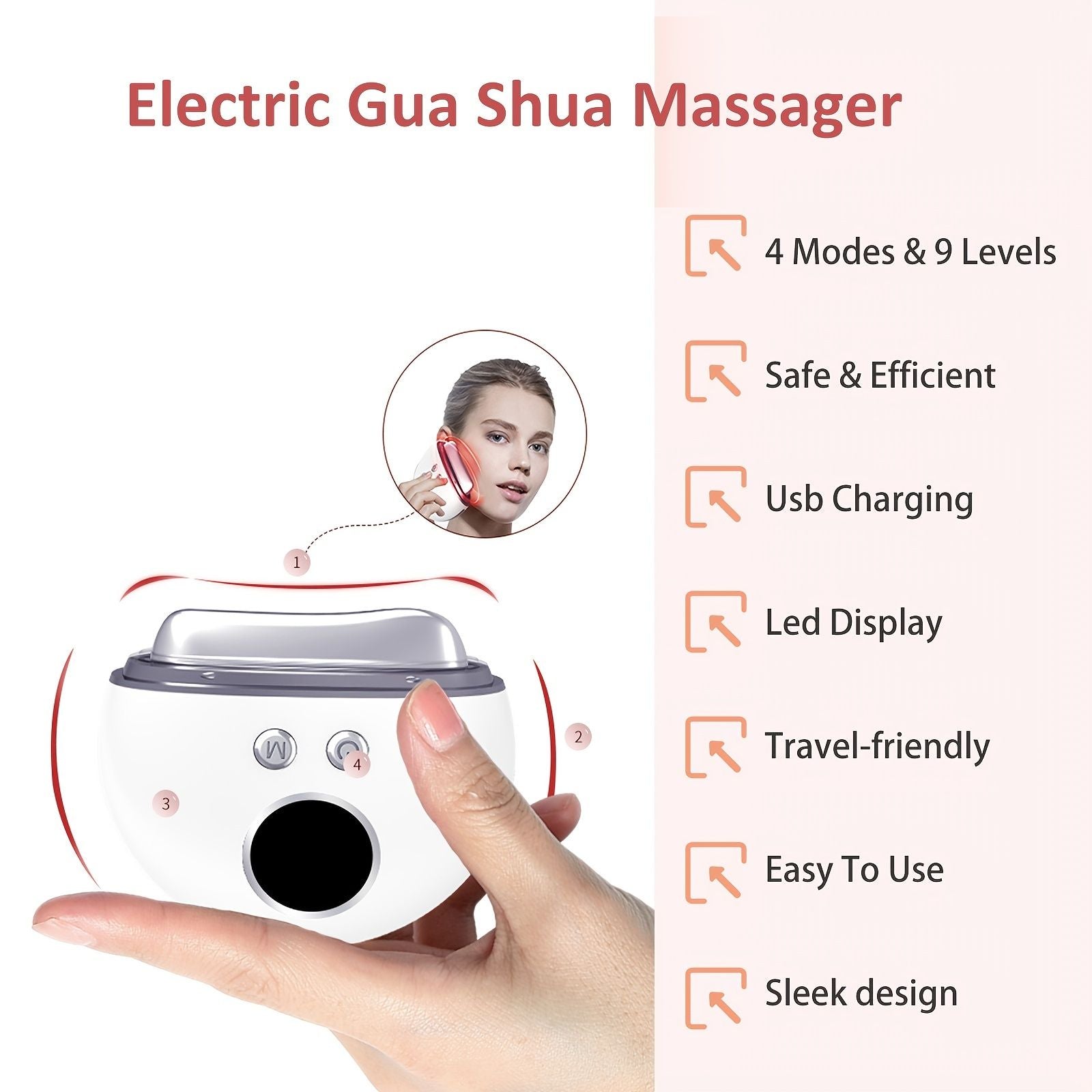 1pc Electric Gua Sha Facial Tools; Face Scraping Massager With 9 Modes