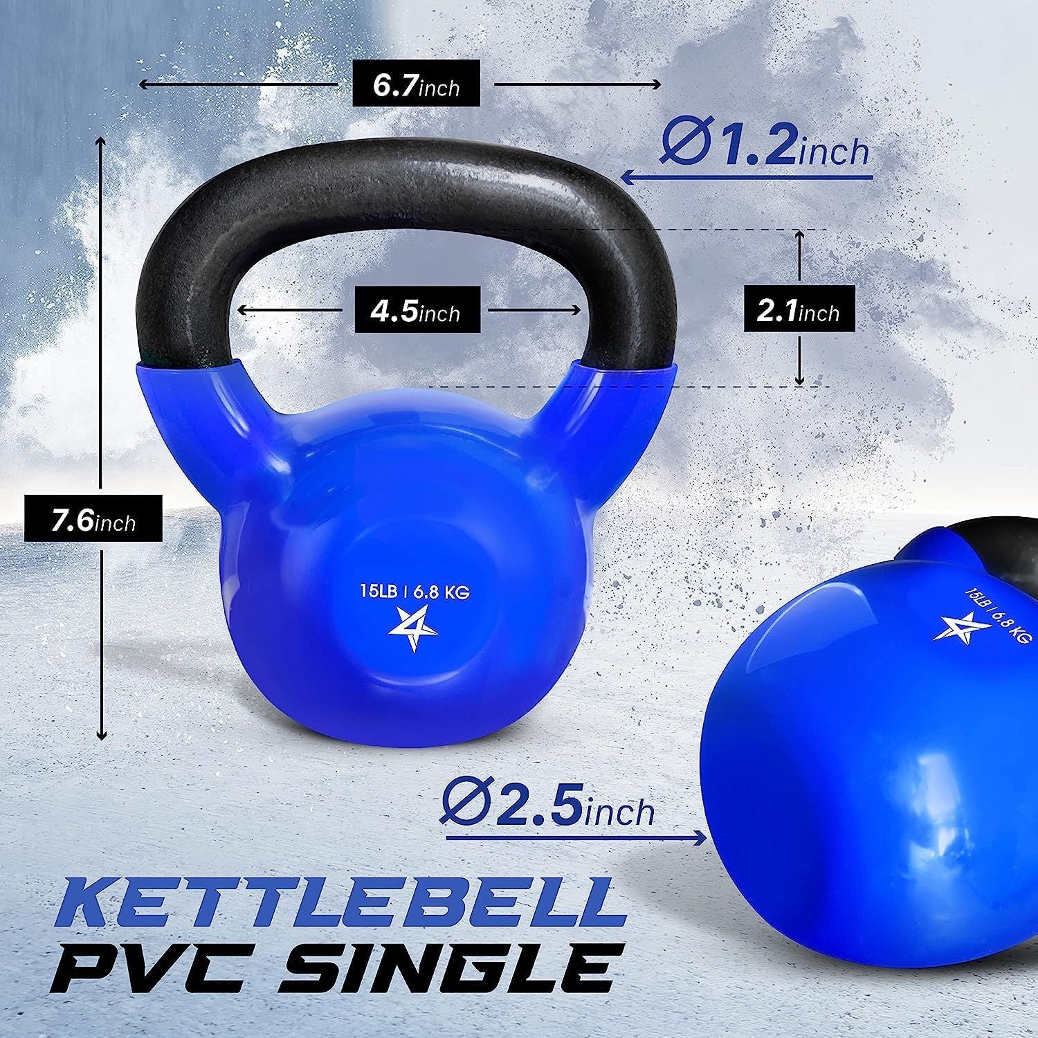 Kettlebell, 5-100 LB Vinyl Coated Cast Iron Strength Training Kettlebells for Home Fitness Equipment