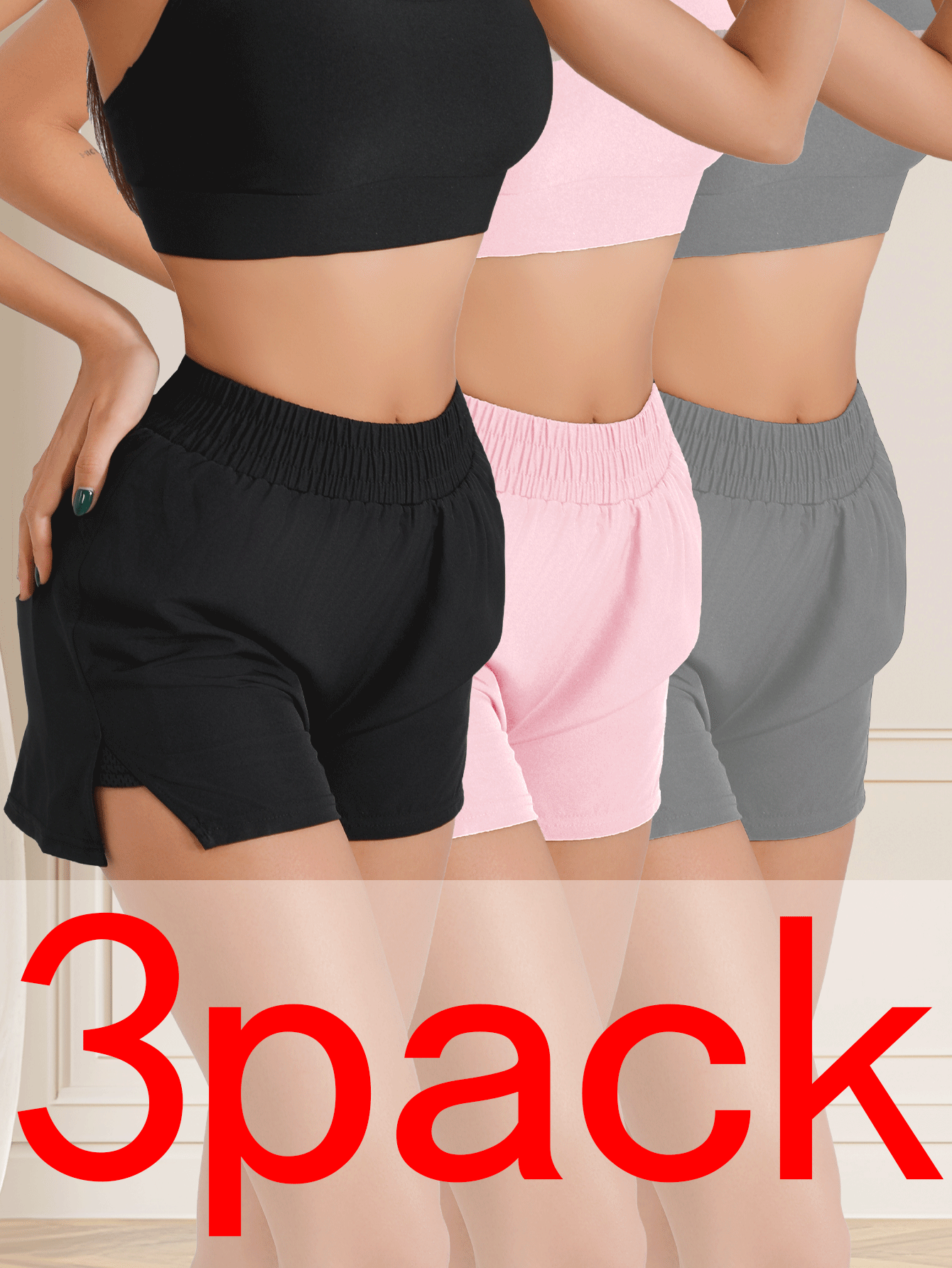 Women's 3pcs Cooling Quick-Dry Workout Shorts – Breathable, Loose Fit, Perfect for Summer