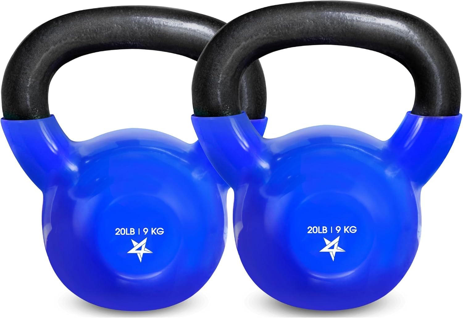 Kettlebell, 5-100 LB Vinyl Coated Cast Iron Strength Training Kettlebells for Home Fitness Equipment