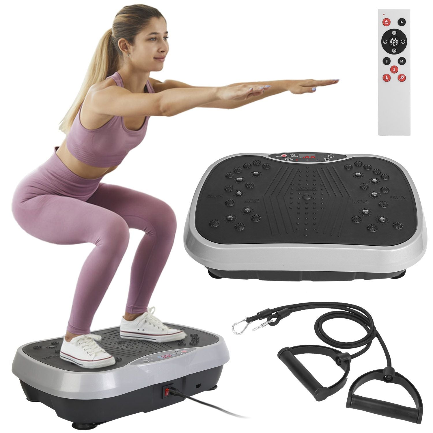 Vibration Platform Exercise Machine With Resistant Bands Workout Equipment