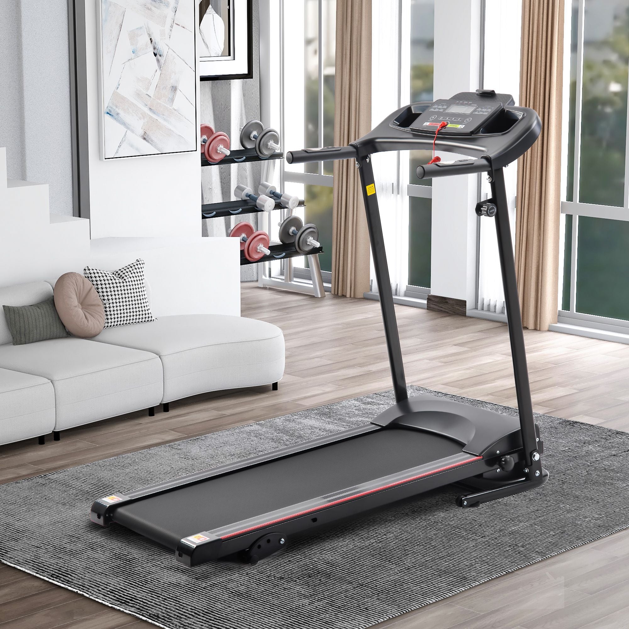 Folding Electric Treadmill with Incline 2.5HP 12KM/H Bluetooth for Home Fitness