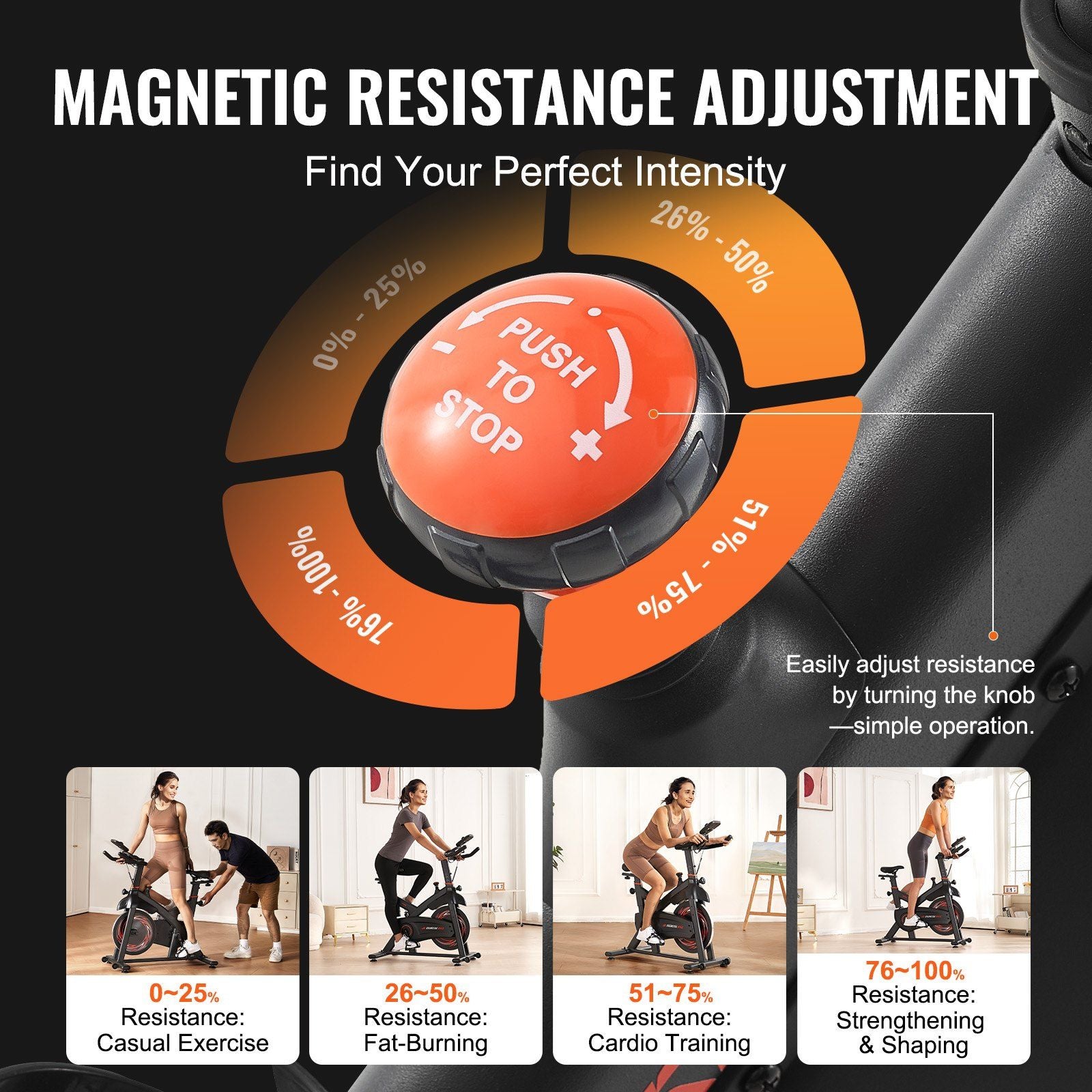 Stationary Exercise Bike with Adjustable Magnetic Resistance