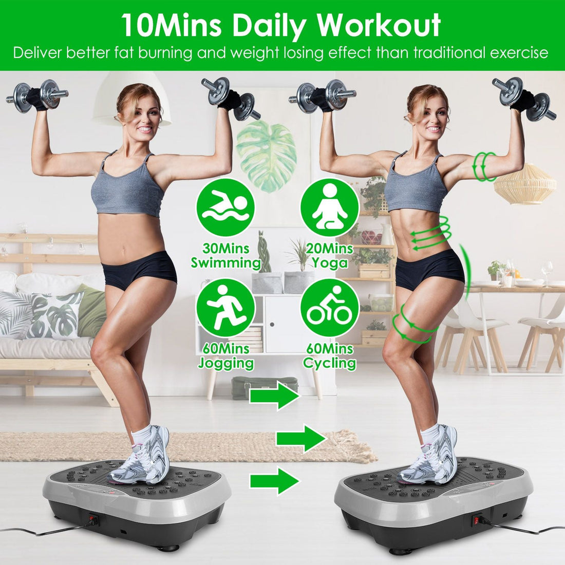Vibration Platform Exercise Machine With Resistant Bands Workout Equipment