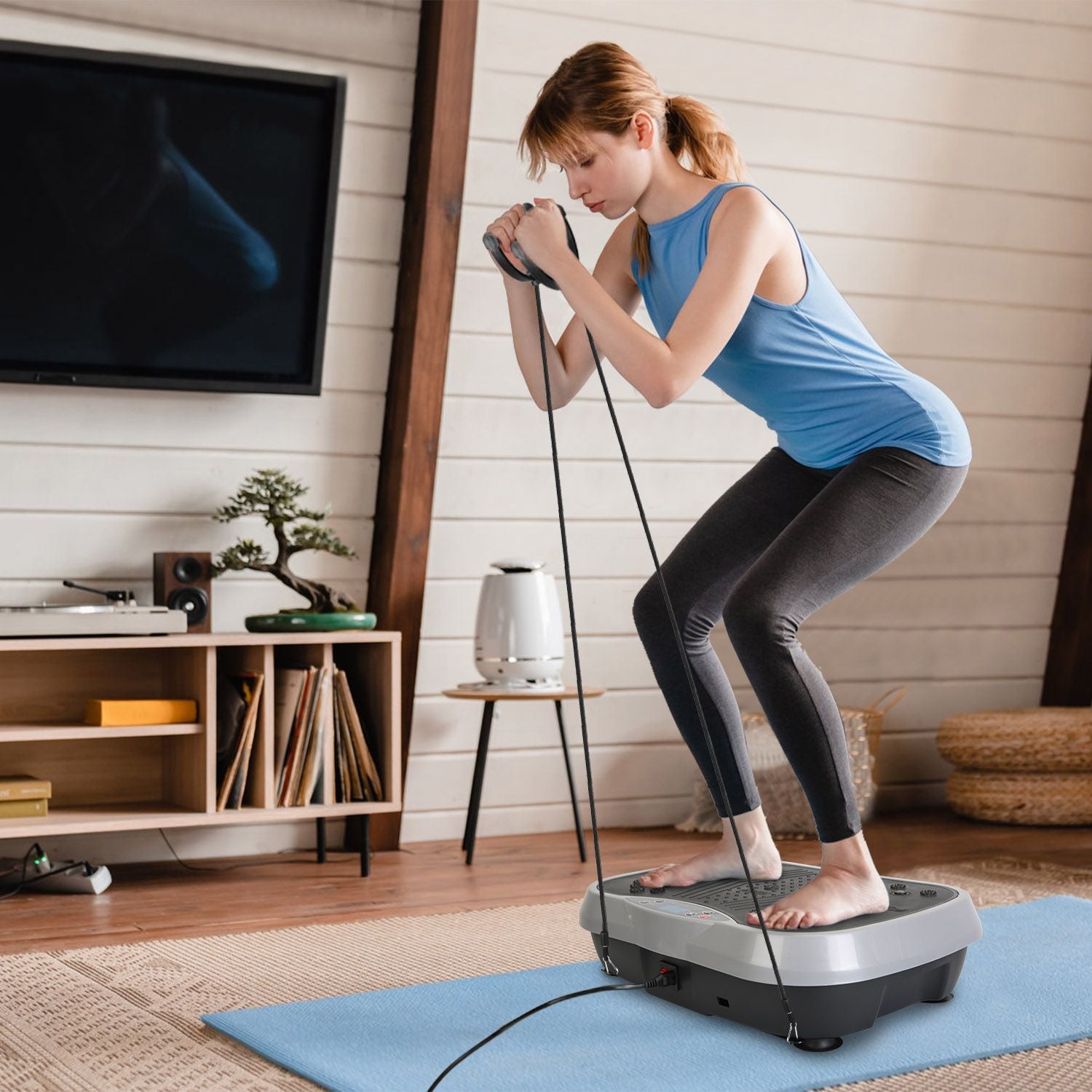 Vibration Platform Exercise Machine With Resistant Bands Workout Equipment