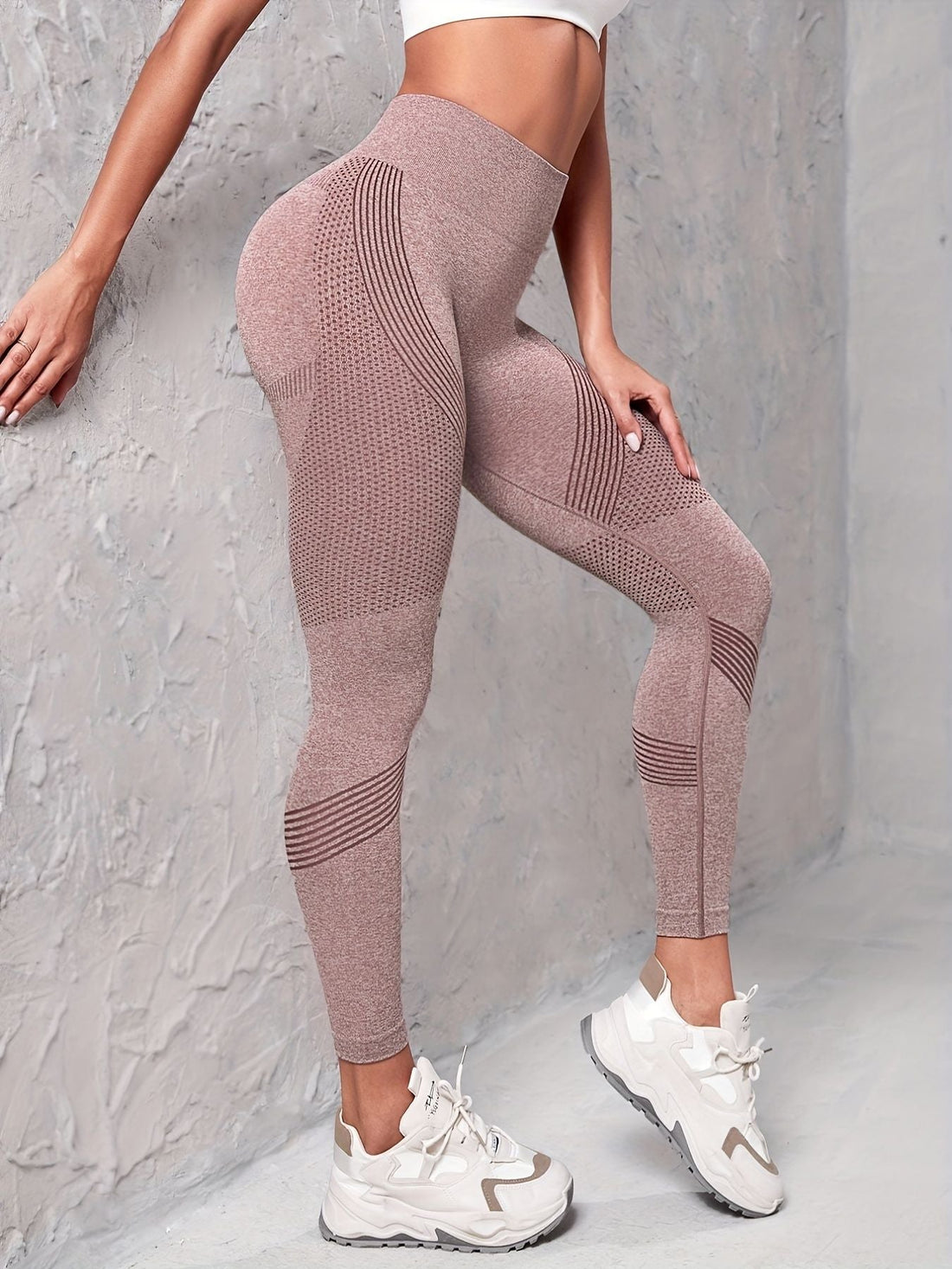 3pcs Seamless Striped Women's High Stretch Slim Fitted Yoga Leggings