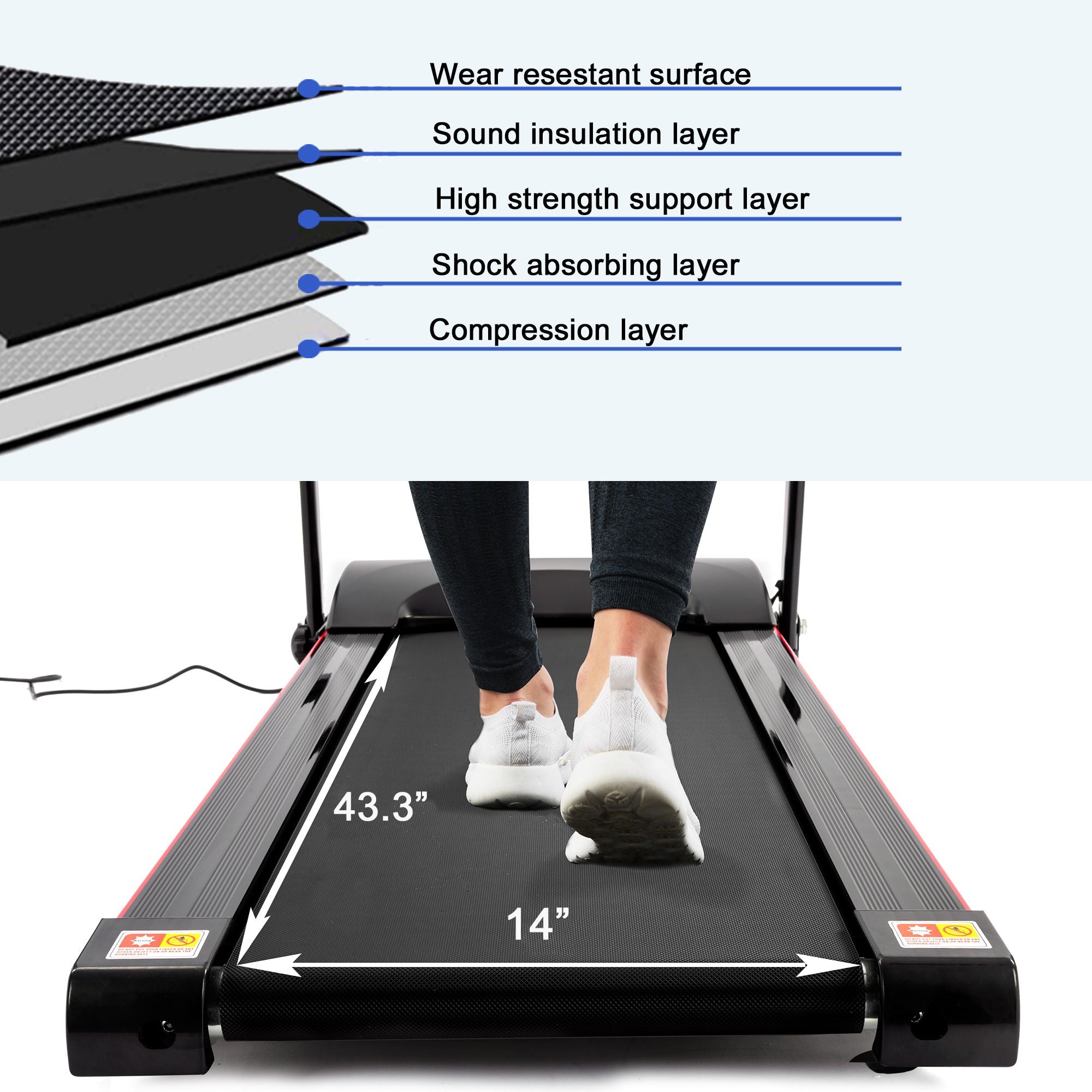 Folding Electric Treadmill with Incline 2.5HP 12KM/H Bluetooth for Home Fitness