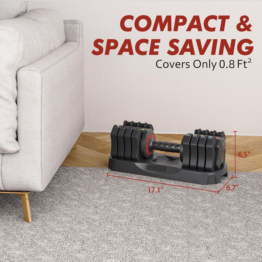 Adjustable Dumbbell of 22.5LB Set-5 in 1 Free Weights Dumbbells Set