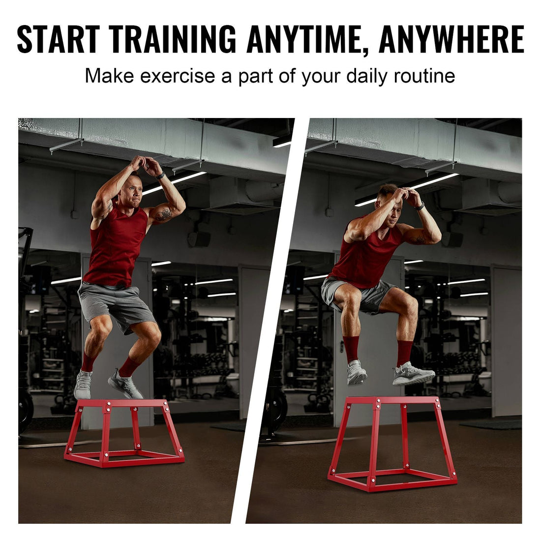Plyometric Anti-Slip 12 inch Jump Box, Steel Plyometric Platform and Jumping Agility Box