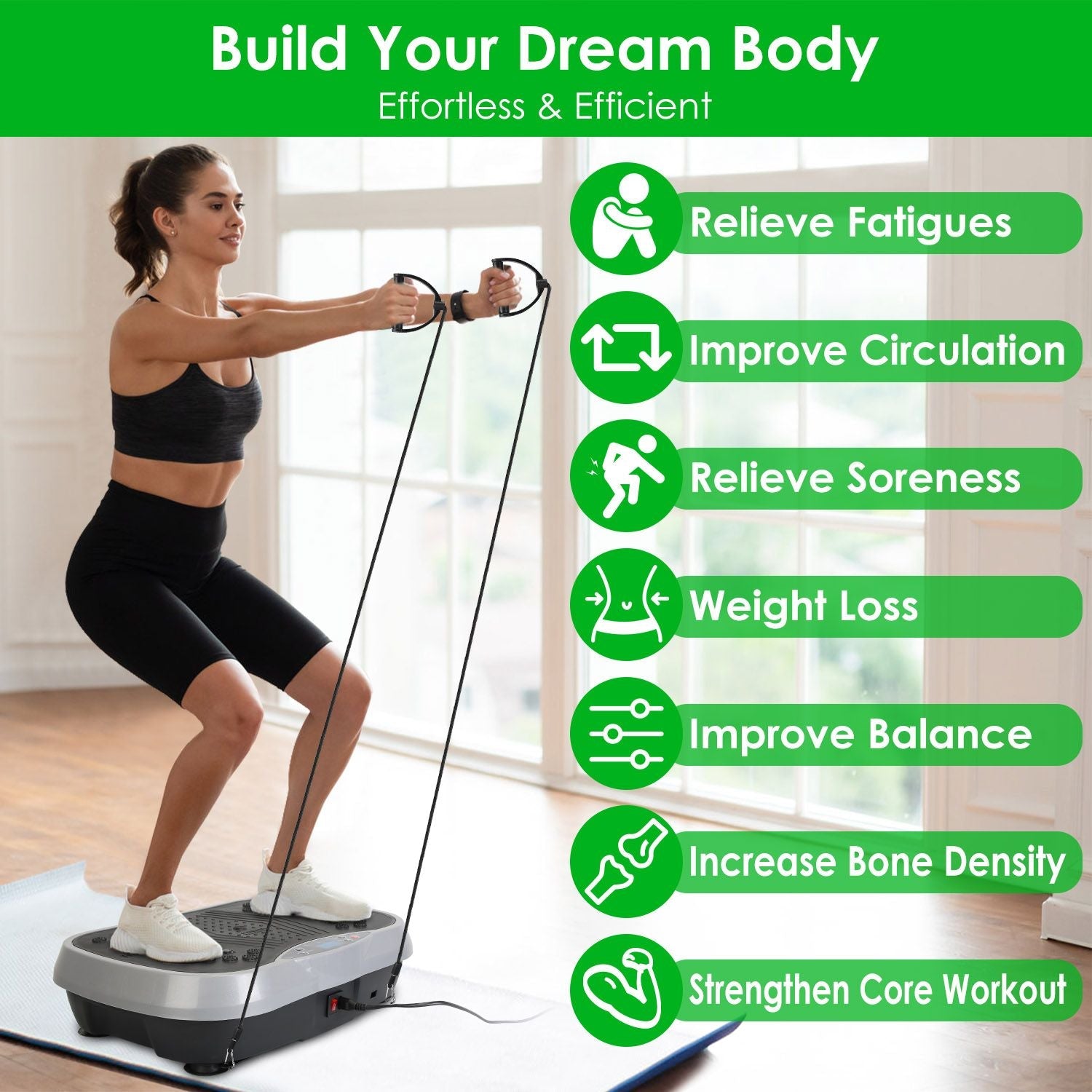 Vibration Platform Exercise Machine With Resistant Bands Workout Equipment