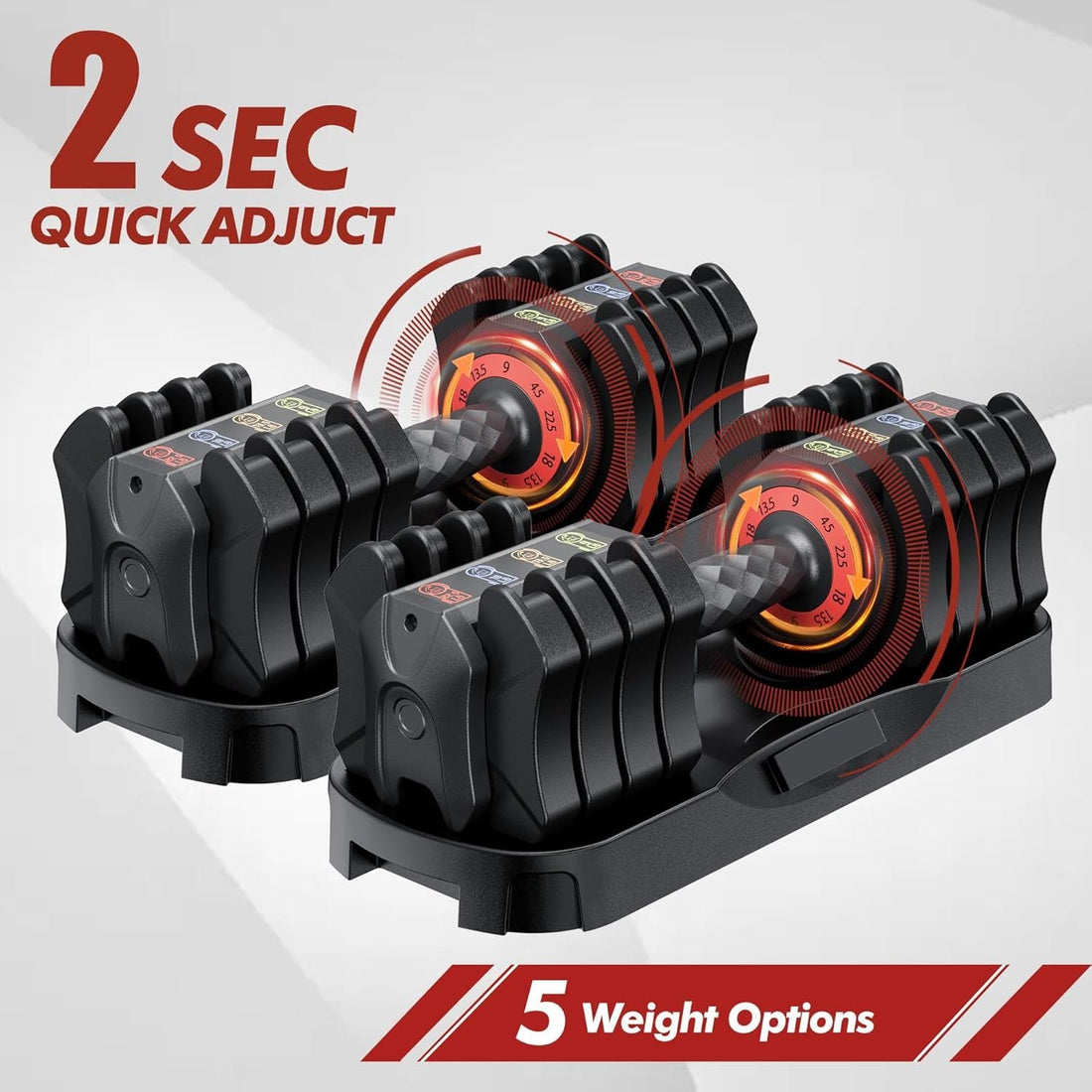 Adjustable Dumbbell of 22.5LB Set-5 in 1 Free Weights Dumbbells Set