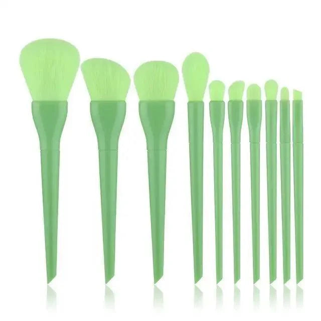 Durable 10pcs Natural Hair Colorful Makeup Brushes Professional Brush Set