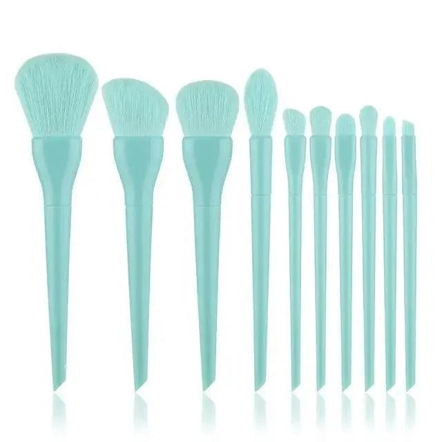 Durable 10pcs Natural Hair Colorful Makeup Brushes Professional Brush Set