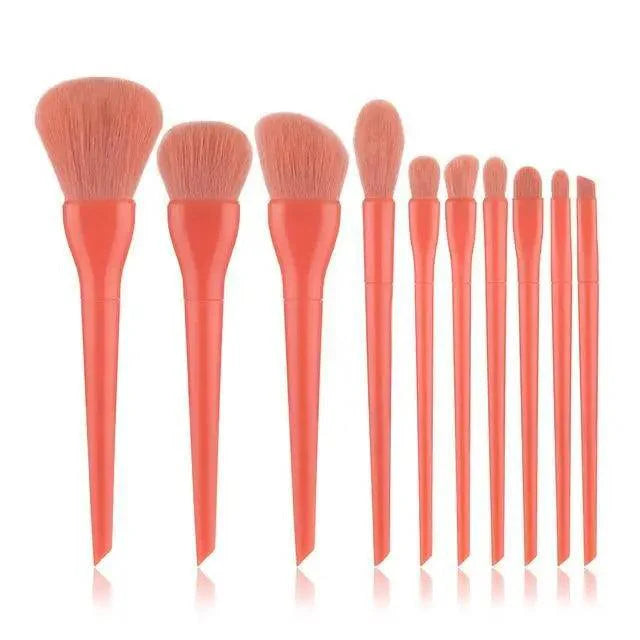 Durable 10pcs Natural Hair Colorful Makeup Brushes Professional Brush Set