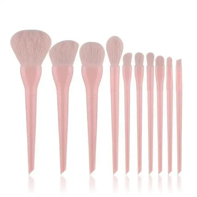 Durable 10pcs Natural Hair Colorful Makeup Brushes Professional Brush Set