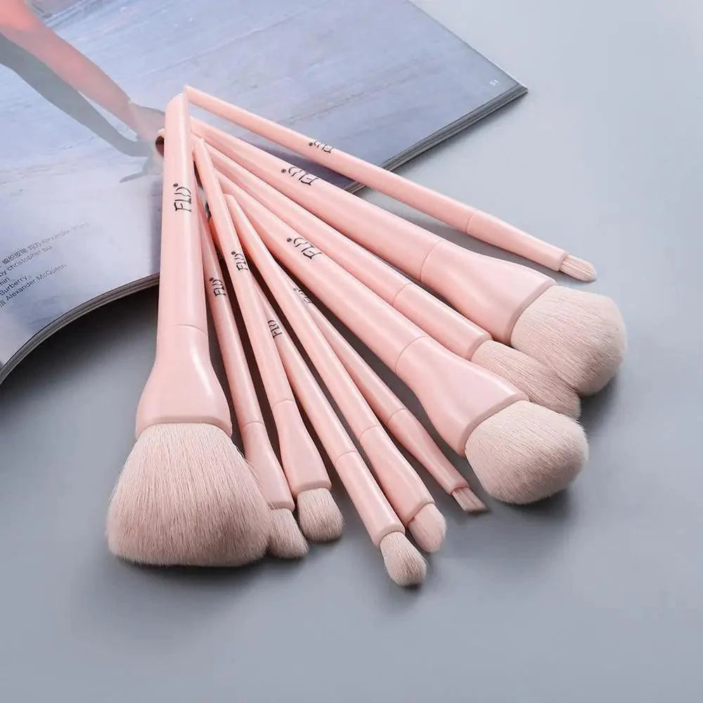 Durable 10pcs Natural Hair Colorful Makeup Brushes Professional Brush Set