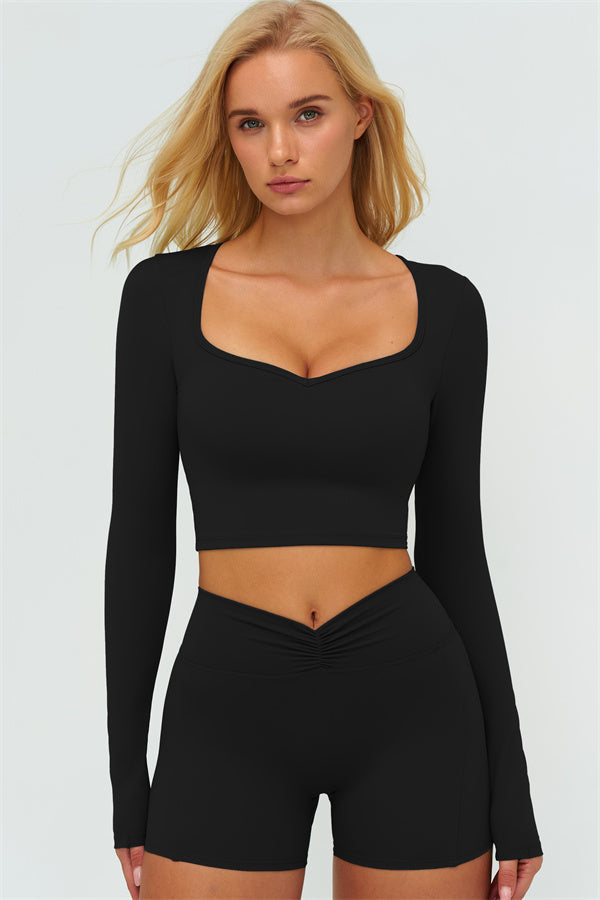 Women's The Lushness Long Sleeve Crop Top Shorts 2-Piece Set