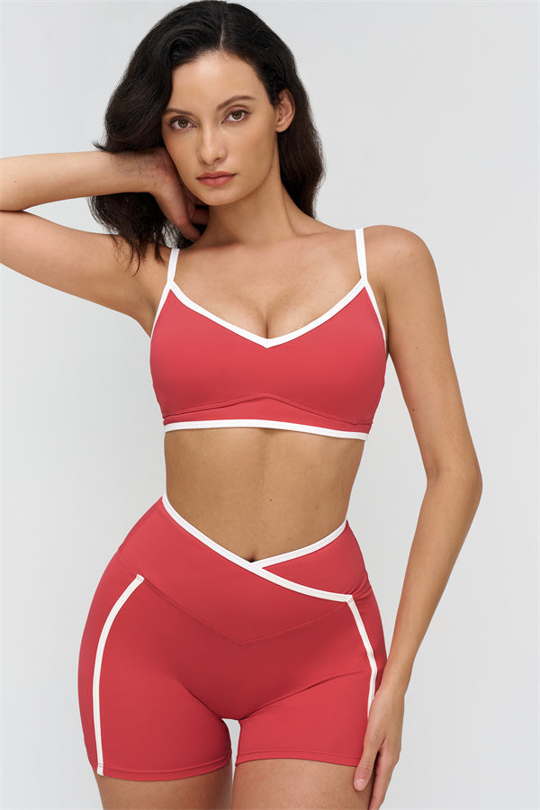 Women's "The Crave" Contrast Sports Bra Shorts 2-Piece Set