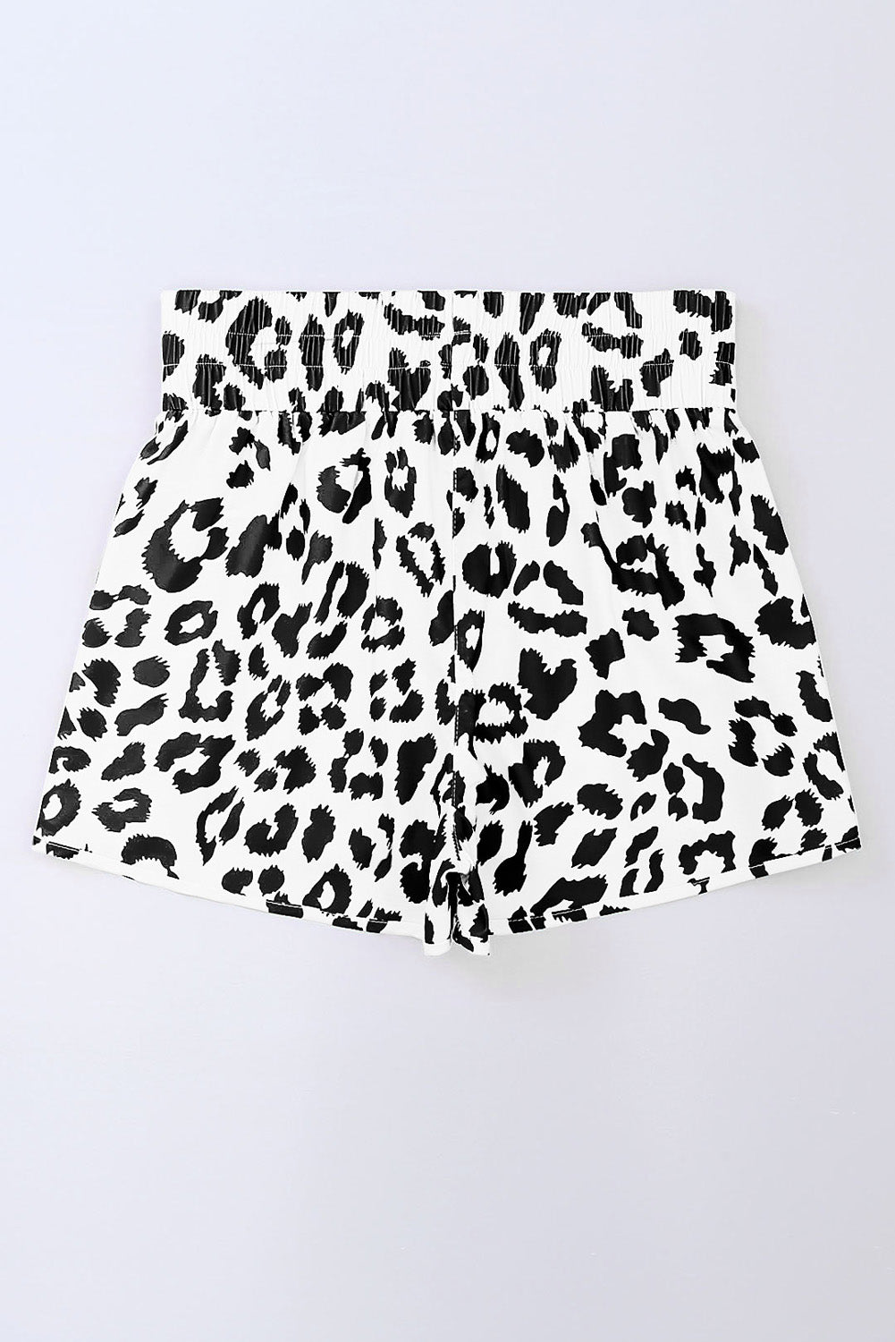 Women's White Leopard High Waisted Athletic Shorts
